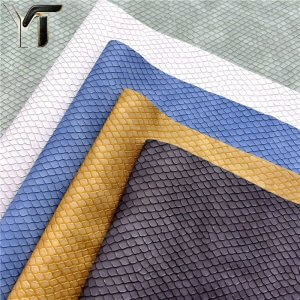 trendy thick embossed grain fabric material synthetic artificial leather pu leather for bag shoe
