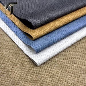 trendy thick embossed grain fabric material synthetic artificial leather pu leather for bag shoe